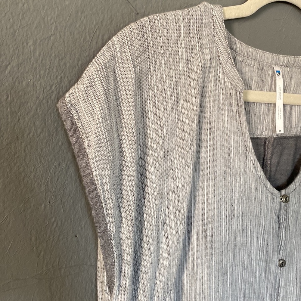 Kuhl Gray Grey Striped Riviera Shirt Dress  with Pockets Size Medium - Picture 3 of 9